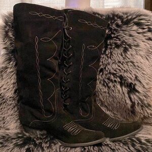 Reba tall suede lace up cowboy boots